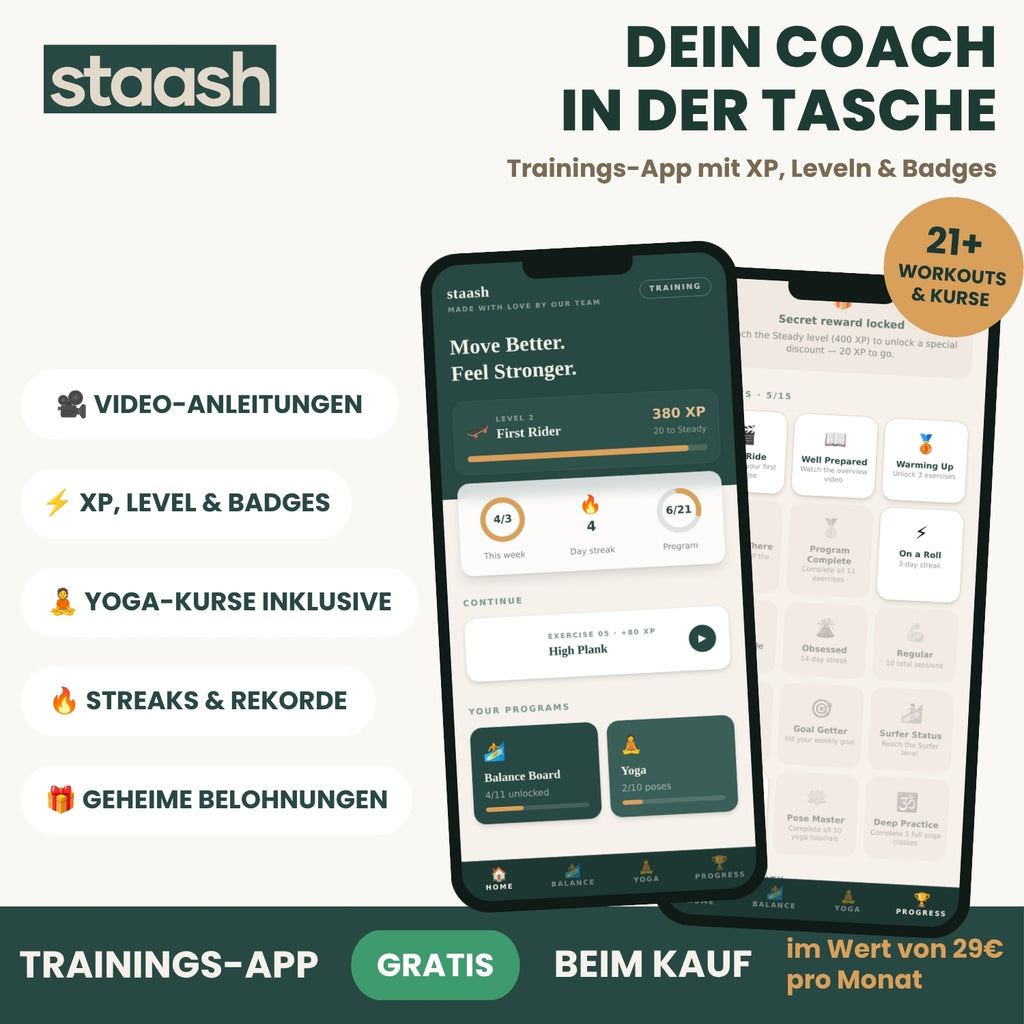 Dein Coach in der Tasche – gratis STAASH Trainings-App mit 21+ Workouts, XP und Leveln #locale-de