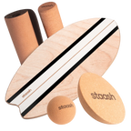 STAASH Balance Board Pro Kit in Black – board, roller, half-sphere, ball & cork mat #color-black