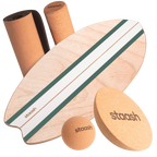 STAASH Balance Board Pro Kit in Green – board, roller, half-sphere, ball & cork mat #color-green