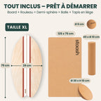 Tout inclus – board, rouleau, demi-sphère, balle et tapis en liège, taille XL 79 × 39 cm #locale-fr #color-terracotta