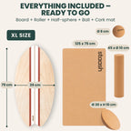 Everything included – board, roller, half-sphere, ball and cork mat, XL size 31 × 15.5 in #locale-en #color-terracotta