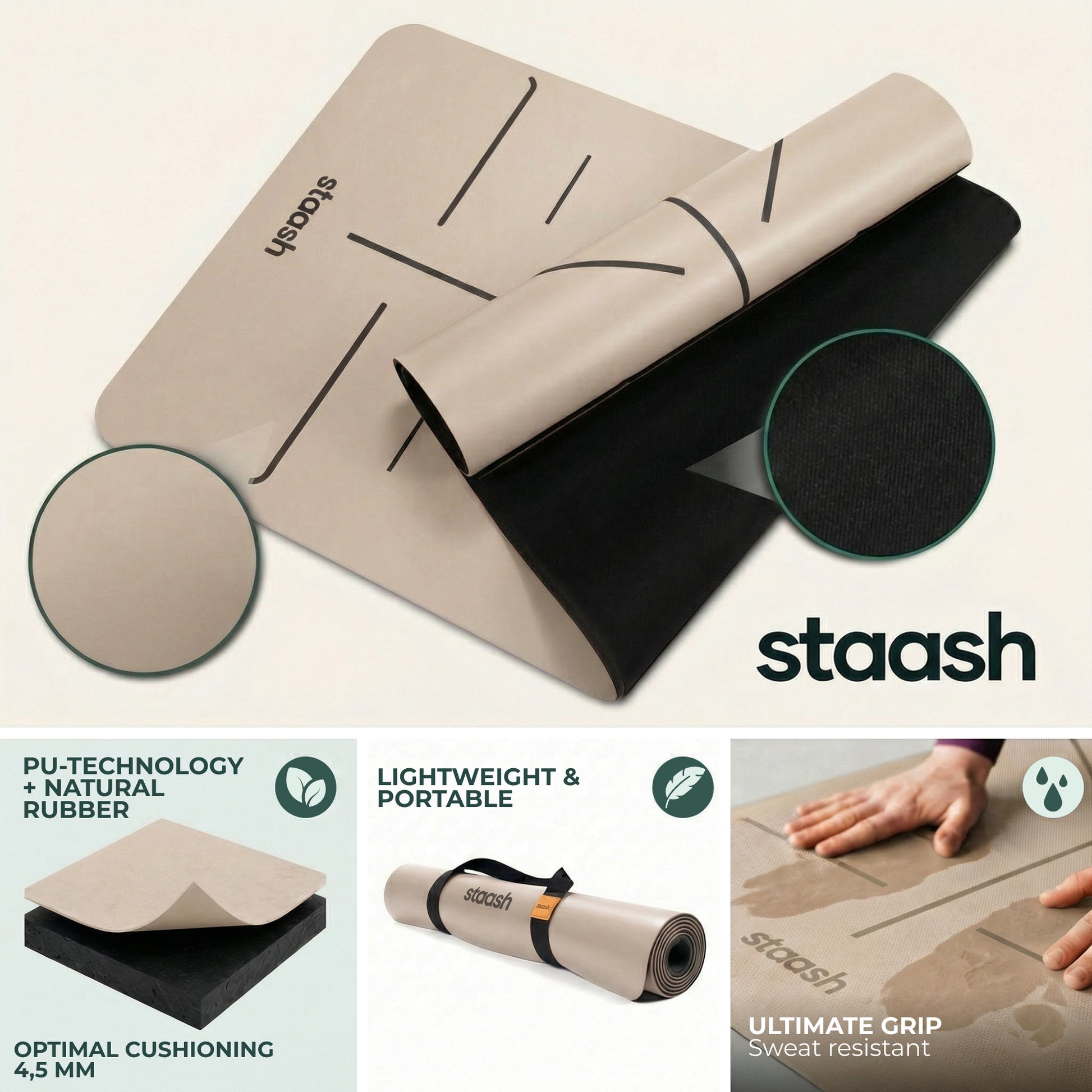 Non-slip PU & natural rubber – lightweight, ultimate grip