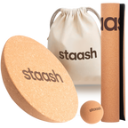 STAASH cork balance disc kit – 30 cm disc, massage ball, mini mat and carry bag