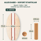 Alles dabei – Board, Rolle und Ball, Zubehör aus 100% Naturkork, XL-Größe 79 × 39 cm #locale-de #color-terracotta