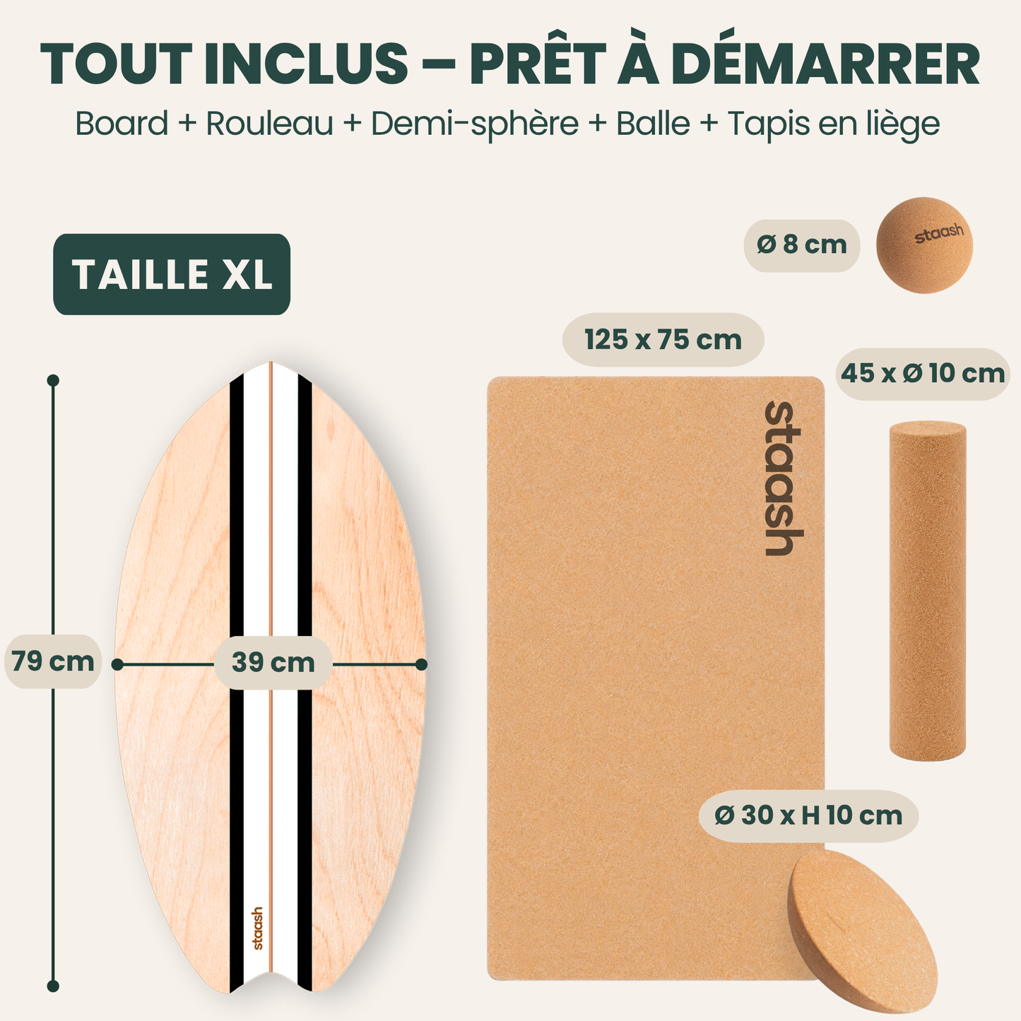 Tout inclus – dimensions du kit XL
