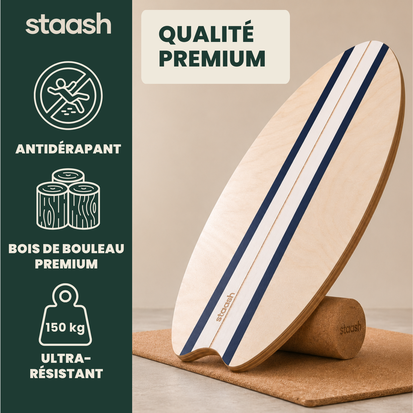 Qualité premium – bois de bouleau antidérapant