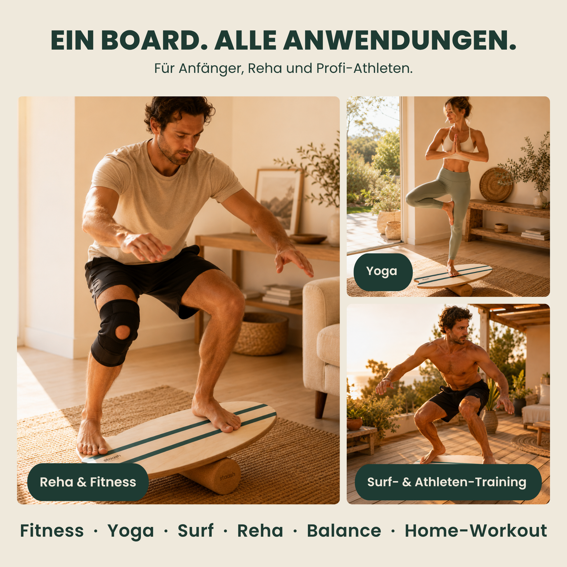 Ein Board, alle Anwendungen – Fitness, Yoga, Surf, Reha