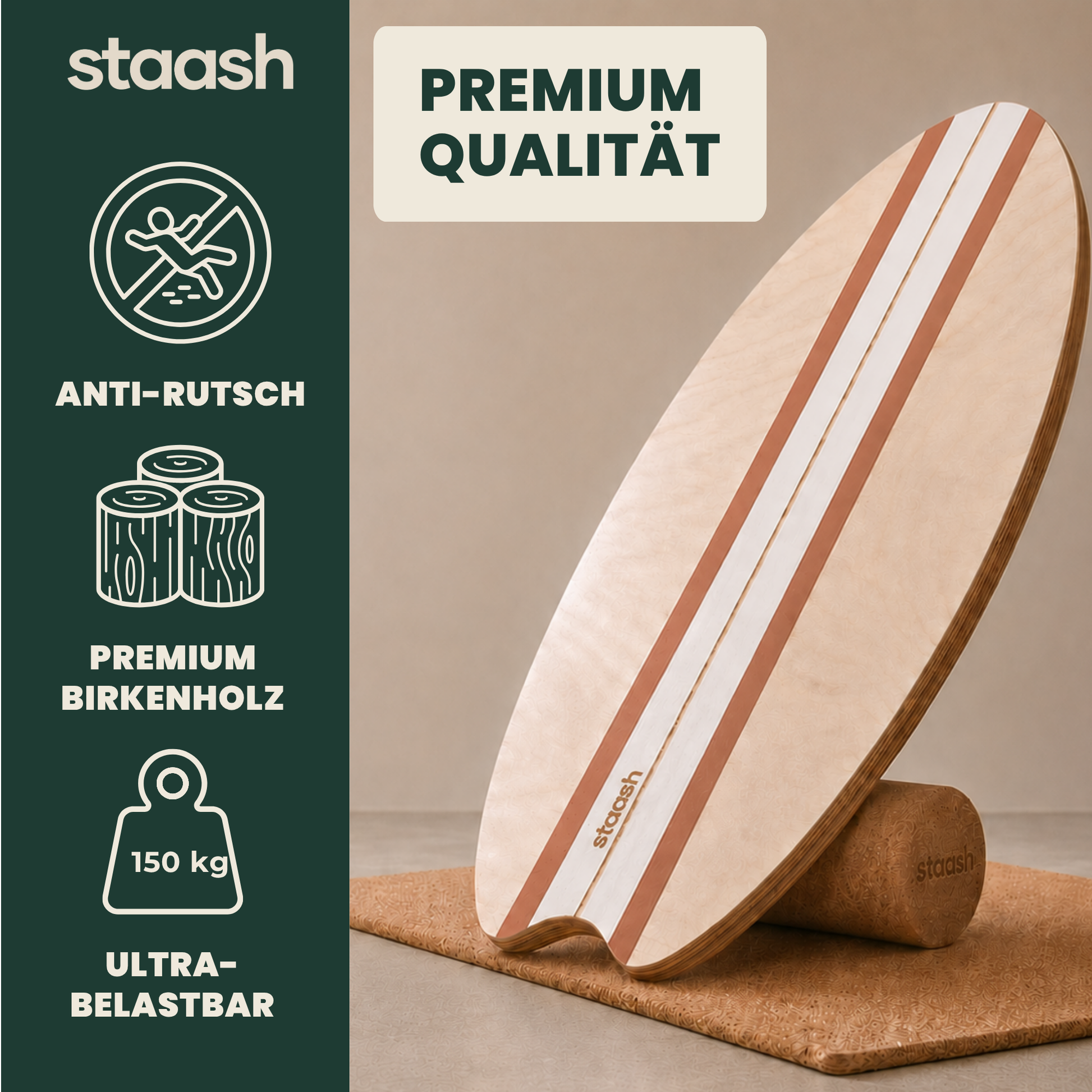 Premium Qualität – Anti-Rutsch Birkenholz