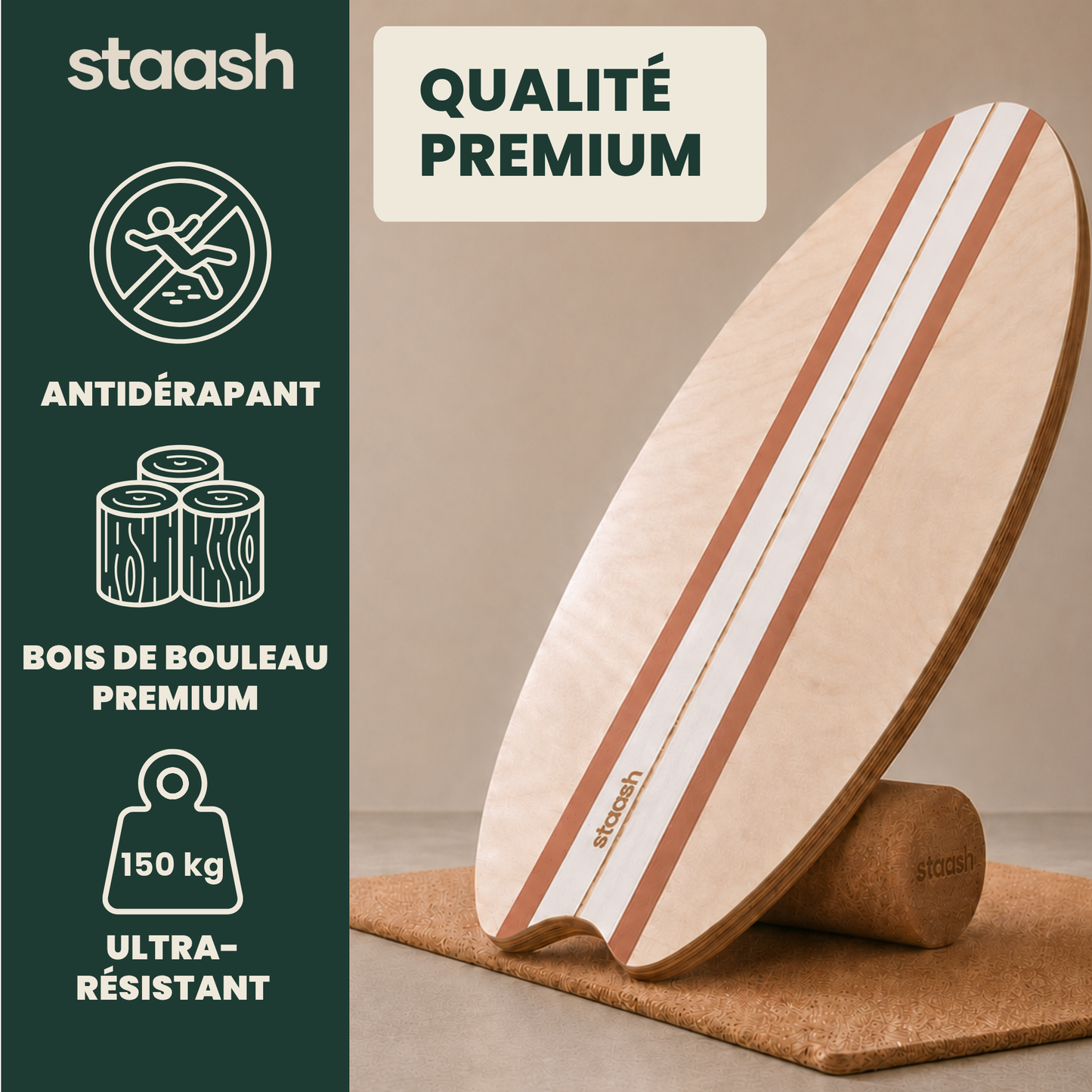 Qualité premium – bois de bouleau antidérapant