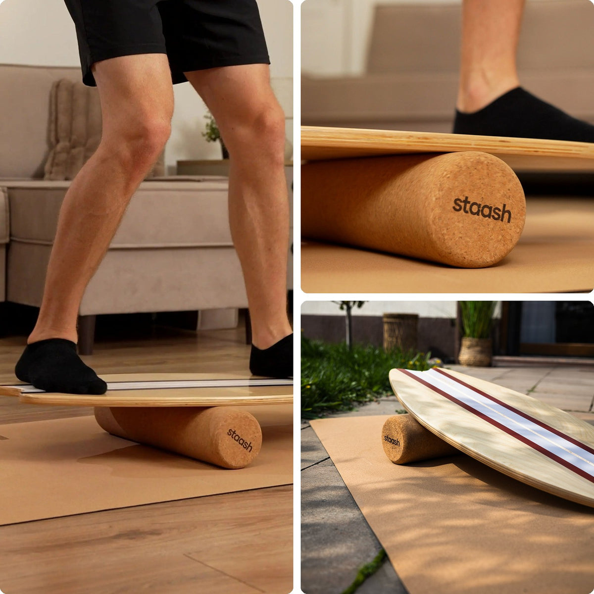 Balance board STAASH Starter Kit sur son rouleau en liège