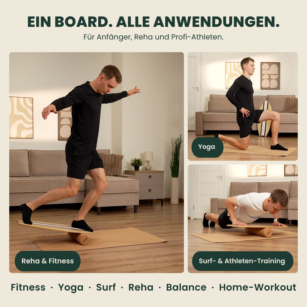 Ein Board, alle Anwendungen – Fitness, Yoga, Surf, Reha, Balance und Home-Workout #locale-de