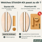Welches STAASH-Kit passt zu dir – Starter-Kit mit Board, Korkrolle und Ball oder Premium-Kit mit Massageball und Korkmatte #locale-de #color-cacao