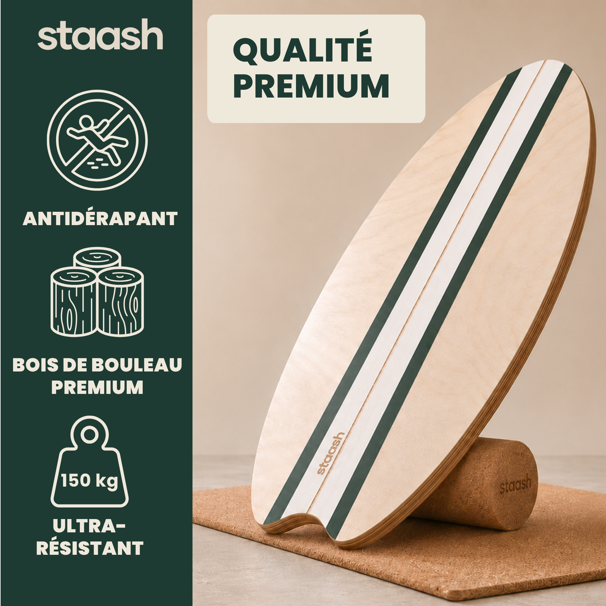 Qualité premium – bois de bouleau antidérapant