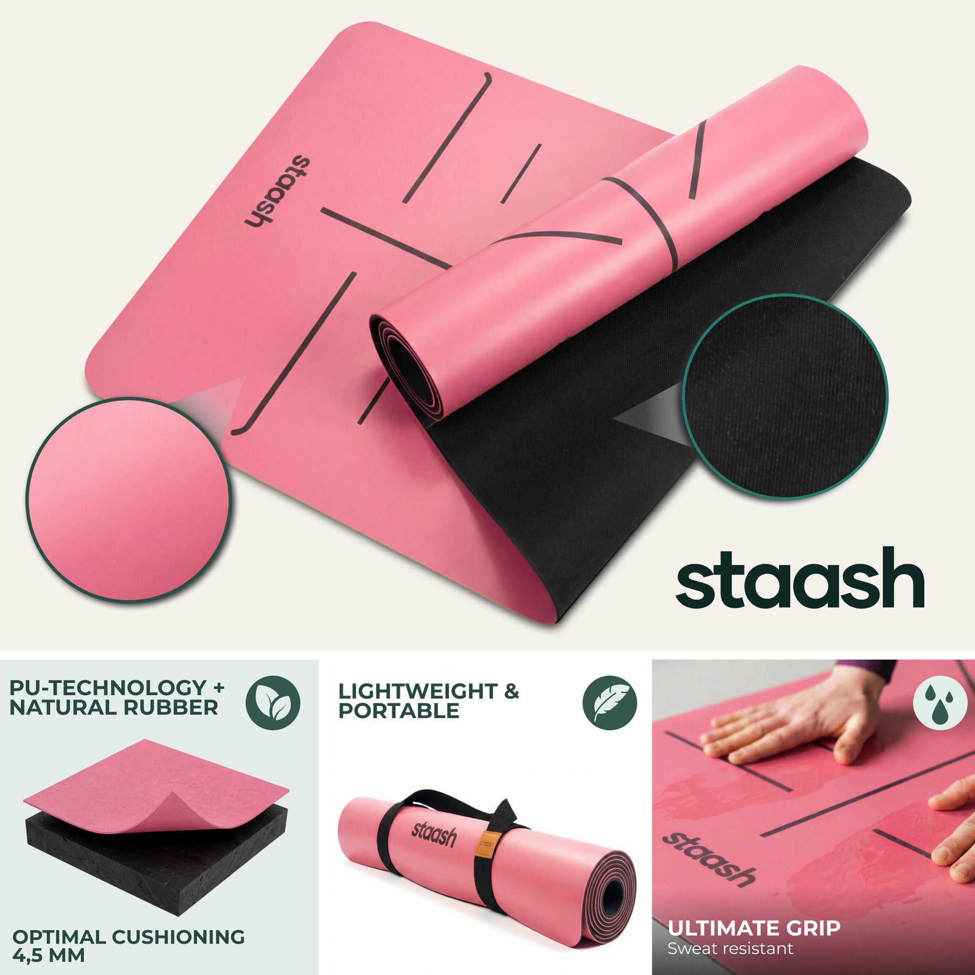 Non-slip PU & natural rubber – lightweight, ultimate grip