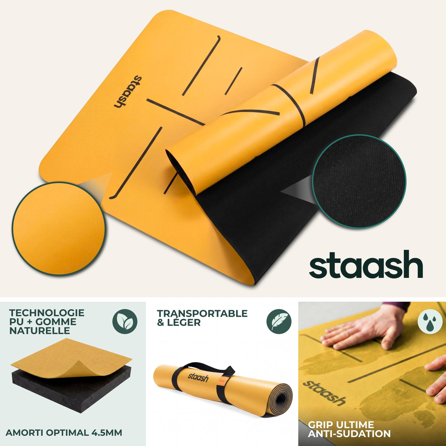 Technologie PU & gomme naturelle – légèreté et grip ultime